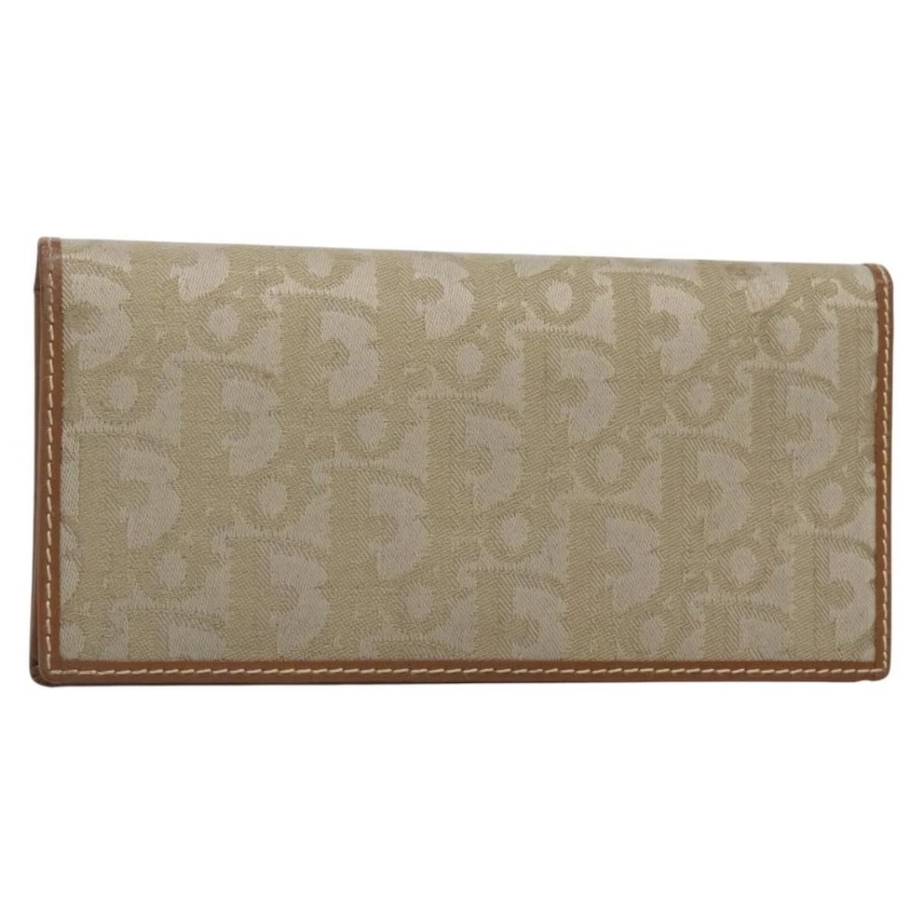Christian Dior Trotter Canvas Long Wallet Green Auth Ac3871